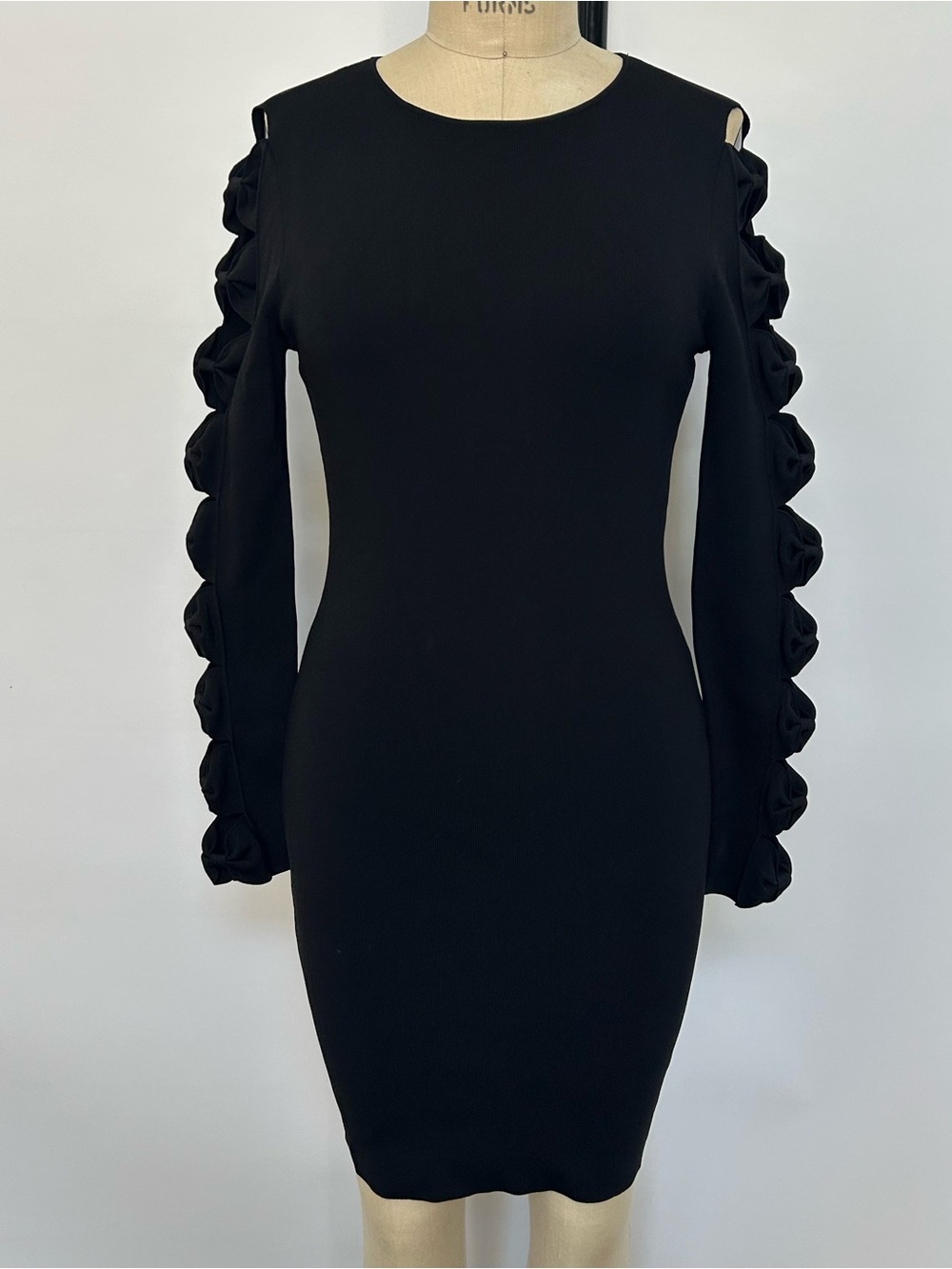 Ted Baker Black Long-Sleeve Ruffle-Sleeve Bodycon Dress